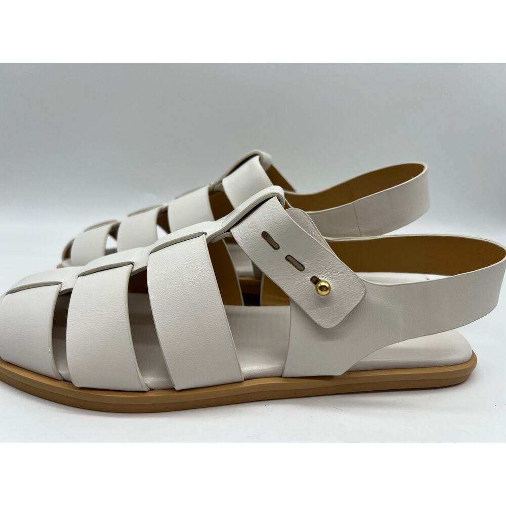 Mercedes Castillo Kailey Caged Fisherman White Leather Sandals Women's Size 9 - Picture 8 of 16